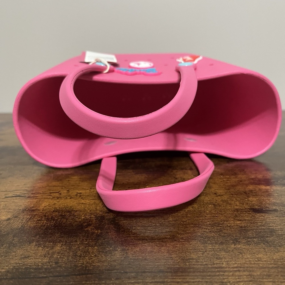 Barbie 65th Anniv Miniso Bogg Style Eva Tote Beach Lunch Pink Bag With Charms - Picture 11 of 14